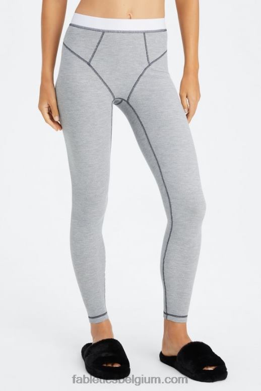 klassiek grijs gemêleerd/wit vrouwen wafel legging Fabletics LH20J1085