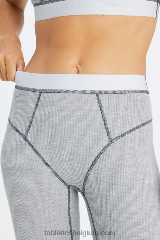 klassiek grijs gemêleerd/wit vrouwen wafel legging Fabletics LH20J1085