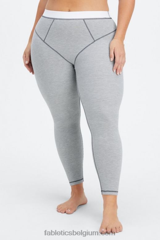 klassiek grijs gemêleerd/wit vrouwen wafel legging Fabletics LH20J1086