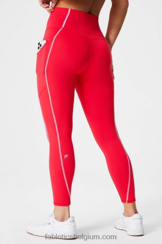 klassiek kersen/klassiek wit vrouwen oasis pureluxe 7/8 legging met hoge taille 47 Fabletics LH20J781