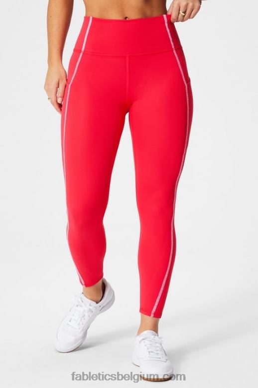 klassiek kersen/klassiek wit vrouwen oasis pureluxe 7/8 legging met hoge taille 47 Fabletics LH20J781