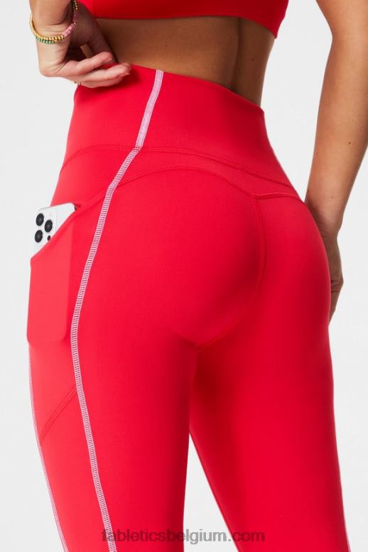 klassiek kersen/klassiek wit vrouwen oasis pureluxe 7/8 legging met hoge taille 47 Fabletics LH20J781