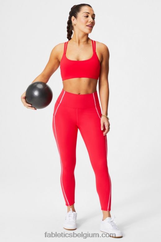 klassiek kersen/klassiek wit vrouwen oasis pureluxe 7/8 legging met hoge taille 47 Fabletics LH20J781