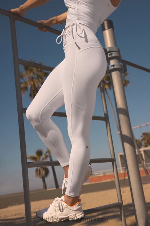 klassiek wit vrouwen pureluxe legging met ultrahoge taille en ruches Fabletics LH20J870