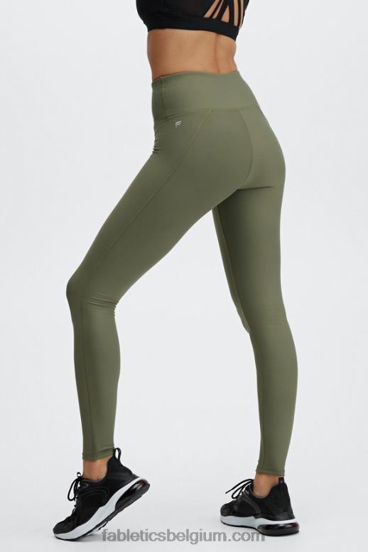 leisteen groen vrouwen therma-flex essentiële legging met hoge taille Fabletics LH20J1204