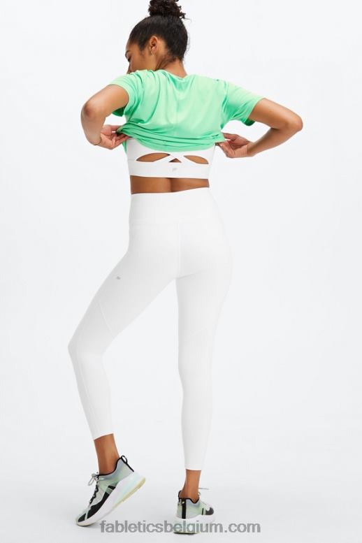 levendig geel/wit vrouwen define powerhold hoog getailleerde 7/8 legging 28 Fabletics LH20J684