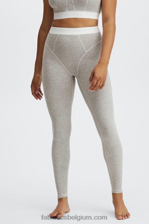 lichtgrijs gemêleerd/wit logo vrouwen wafel hoog getailleerde legging Fabletics LH20J1205