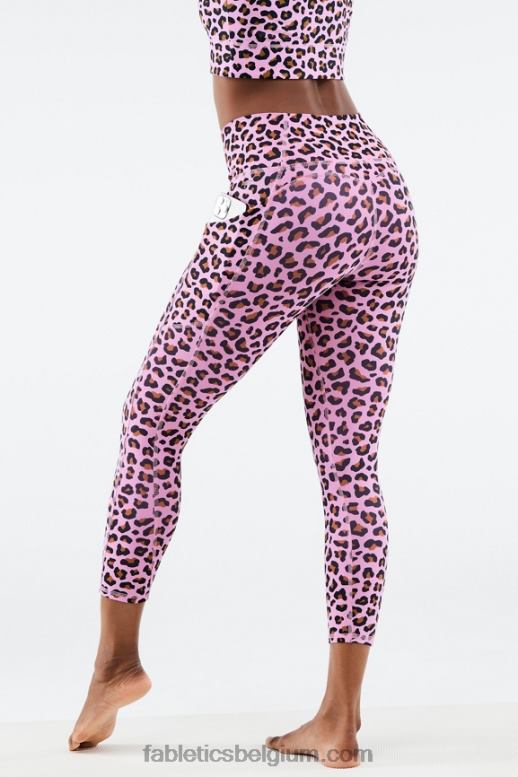 lichtroze meru vrouwen oasis pureluxe capri met hoge taille Fabletics LH20J963