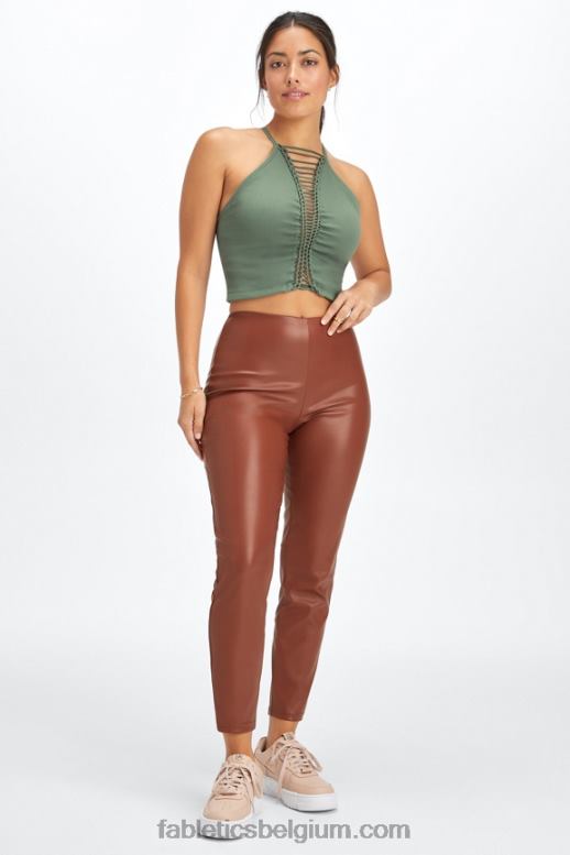 mahonie vrouwen Vegan leren legging met hoge taille Fabletics LH20J1127