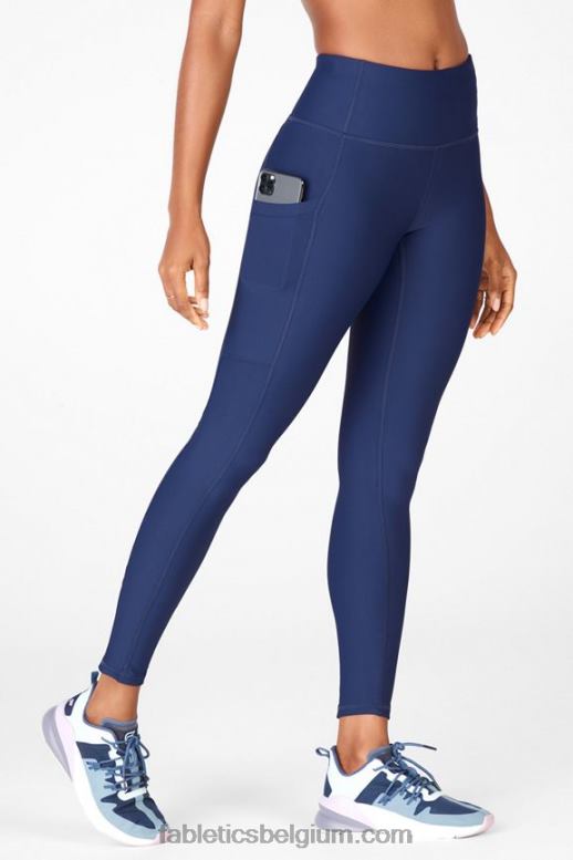 marine vrouwen therma-flex legging met hoge taille en zakken Fabletics LH20J1038