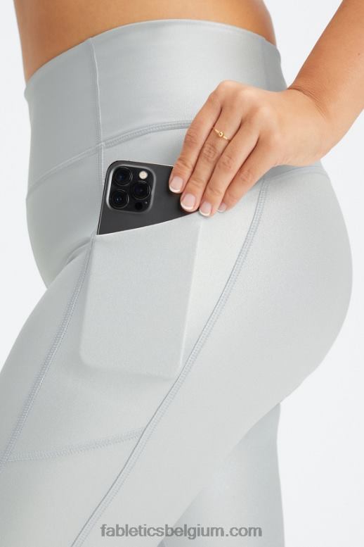mat zilver folie vrouwen oasis pureluxe 7/8 legging met hoge taille 51 Fabletics LH20J799