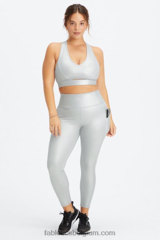 mat zilver folie vrouwen oasis pureluxe 7/8 legging met hoge taille 51 Fabletics LH20J799