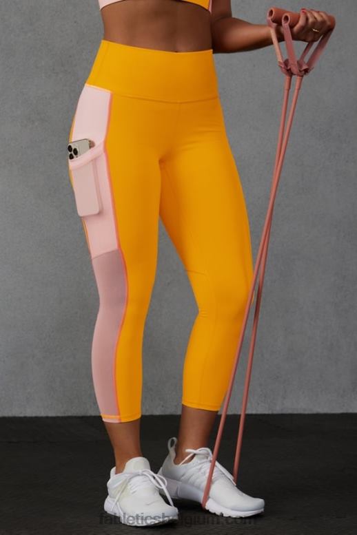 middagzon/roze botercreme vrouwen powerhold capri met hoge taille voor onderweg 44 Fabletics LH20J765