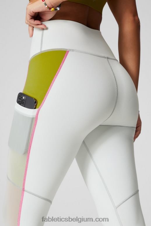 mintgrijs/olijfgaard vrouwen powerhold capri met hoge taille voor onderweg 44 Fabletics LH20J766