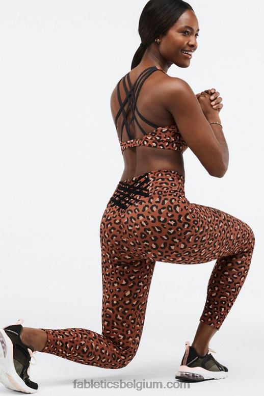 mokka meru/zwart vrouwen boost powerhold hoog getailleerde 7/8 legging 62 Fabletics LH20J860