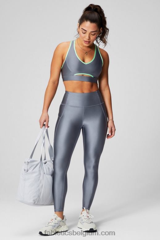 onweerswolk schijnen vrouwen oasis pureluxe glanzende 7/8 legging met hoge taille Fabletics LH20J894
