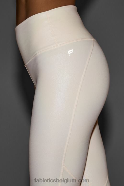 parelmoer ivoor vrouwen pureluxe iriserende 7/8 legging met hoge taille Fabletics LH20J1173