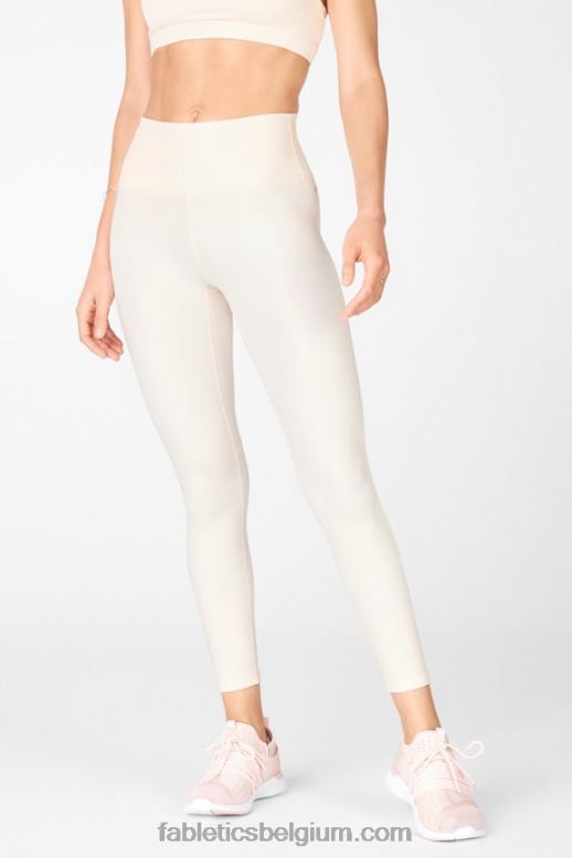 parelmoer ivoor vrouwen pureluxe iriserende 7/8 legging met hoge taille Fabletics LH20J1173