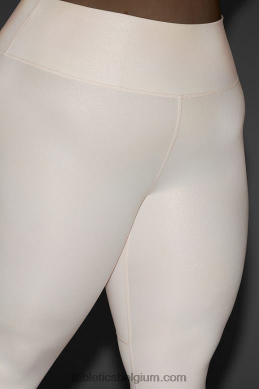 parelmoer ivoor vrouwen pureluxe iriserende 7/8 legging met hoge taille Fabletics LH20J1174