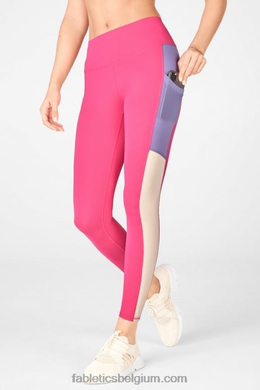 pluche roze/violetta/tapioca vrouwen powerhold legging met hoge taille voor onderweg 42 Fabletics LH20J757