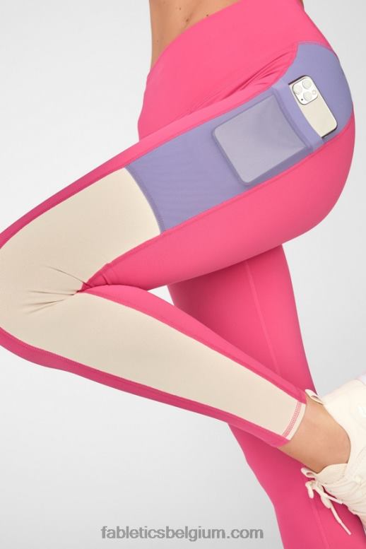 pluche roze/violetta/tapioca vrouwen powerhold legging met hoge taille voor onderweg 42 Fabletics LH20J757