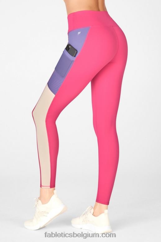 pluche roze/violetta/tapioca vrouwen powerhold legging met hoge taille voor onderweg 42 Fabletics LH20J757