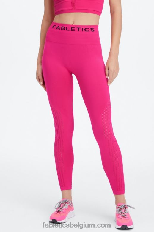 pluche roze/zwart vrouwen sync naadloze 7/8 legging met hoge taille Fabletics LH20J1004