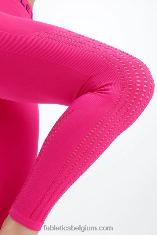 pluche roze/zwart vrouwen sync naadloze 7/8 legging met hoge taille Fabletics LH20J1004