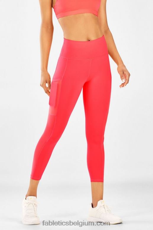 pop koraal vrouwen powerhold capri met hoge taille voor onderweg 46 Fabletics LH20J777
