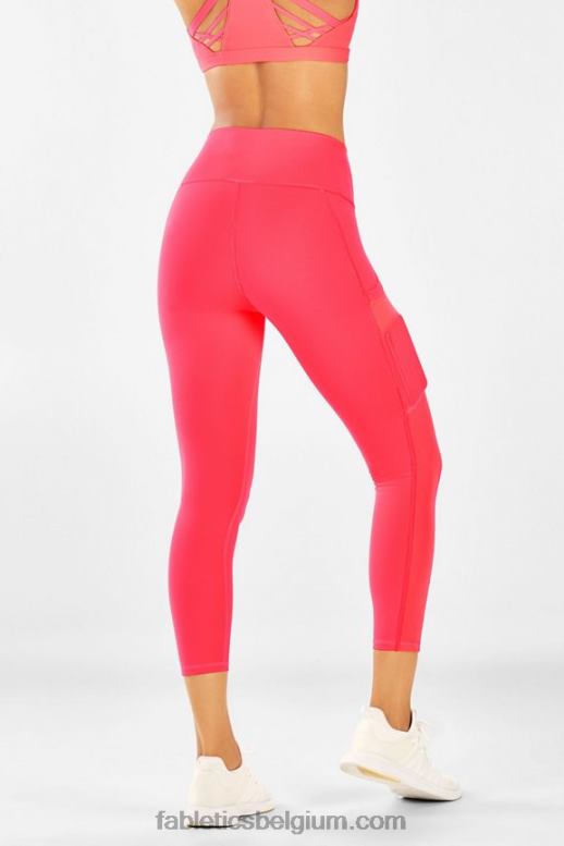 pop koraal vrouwen powerhold capri met hoge taille voor onderweg 46 Fabletics LH20J777