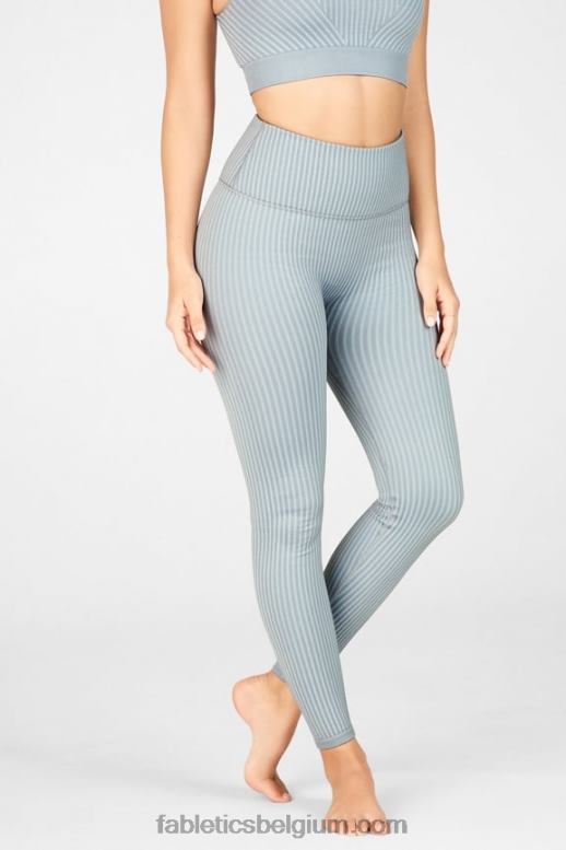 regenwolk/poolgrijs vrouwen naadloze riblegging met hoge taille Fabletics LH20J1300