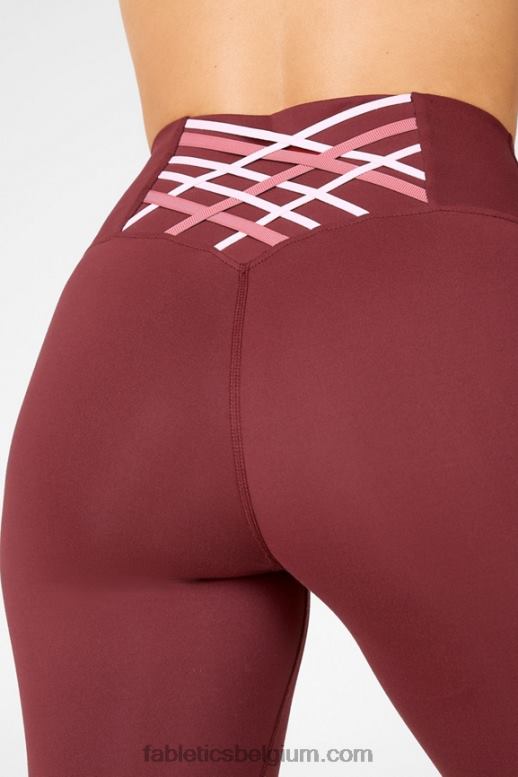 roest/stoffig ceder/parelroze vrouwen boost powerhold hoog getailleerde 7/8 legging 73 Fabletics LH20J927