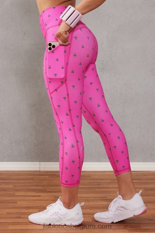 roze ontsnappingspalm vrouwen oasis capri met hoge taille Fabletics LH20J959