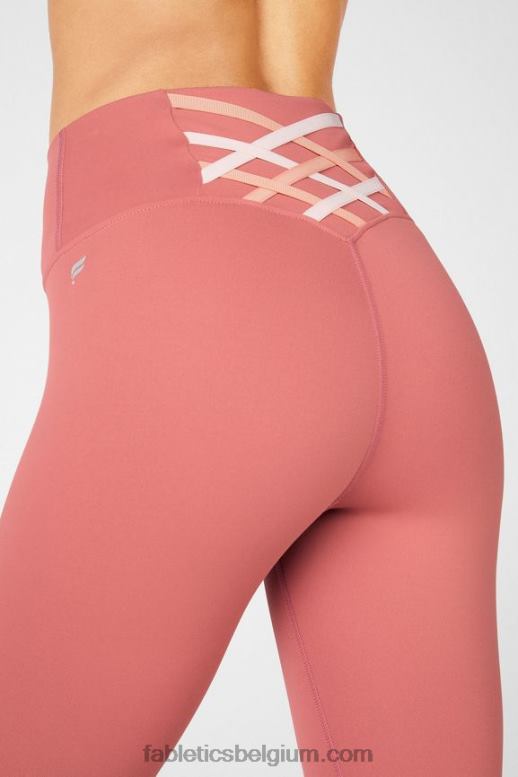 stoffige ceder/bloesem/parelroze vrouwen boost powerhold hoog getailleerde 7/8 legging 61 Fabletics LH20J857