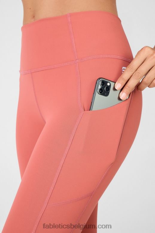 stoffige ceder vrouwen oasis pureluxe twist 7/8 legging met hoge taille Fabletics LH20J1149