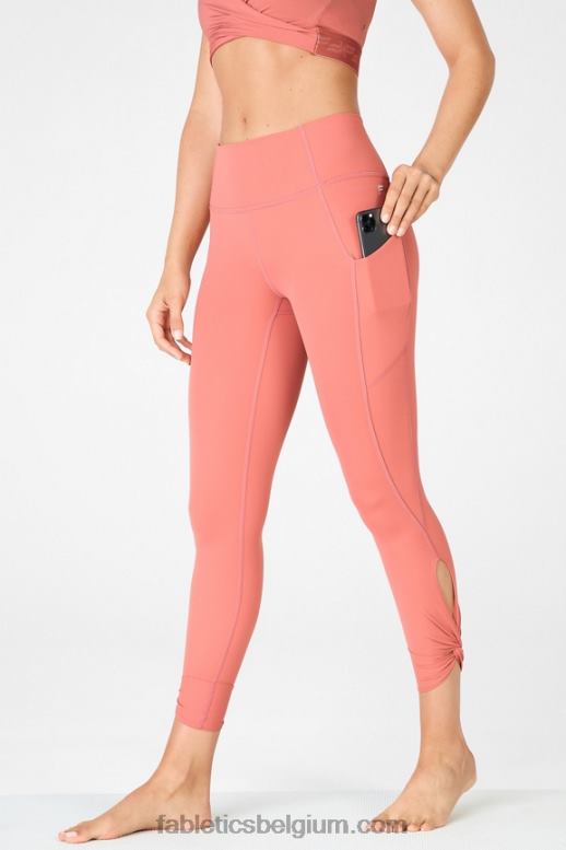stoffige ceder vrouwen oasis pureluxe twist 7/8 legging met hoge taille Fabletics LH20J1149