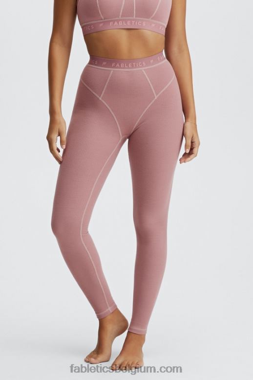 terra roze/terra roze logo vrouwen wafel hoog getailleerde legging Fabletics LH20J1206