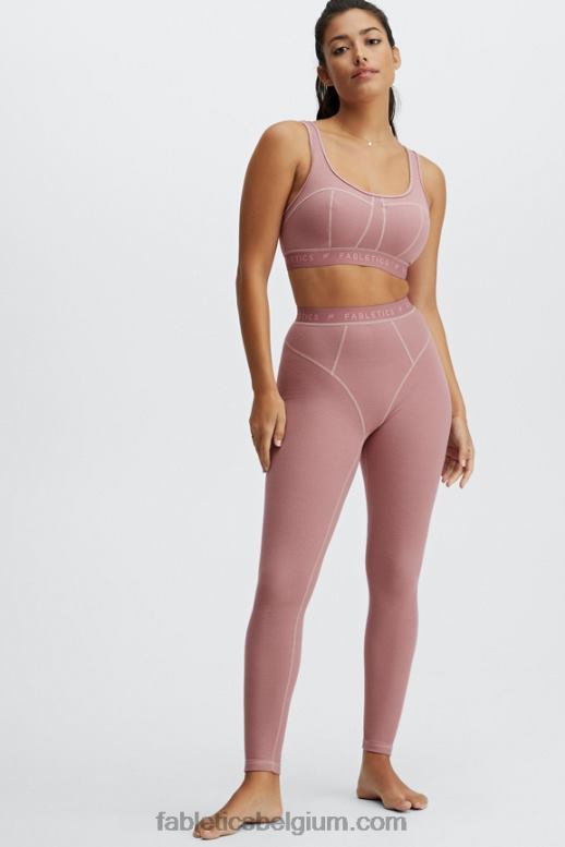terra roze/terra roze logo vrouwen wafel hoog getailleerde legging Fabletics LH20J1206