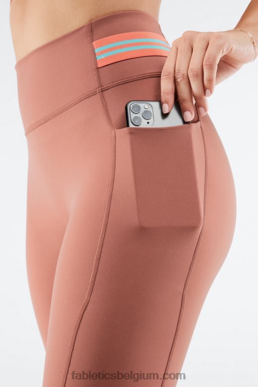 terra/zwembad/koraal waas vrouwen motion365 7/8 legging met hoge taille Fabletics LH20J1160