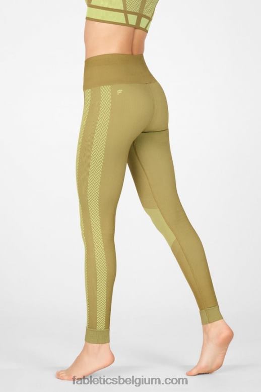 tijm/koele munt vrouwen naadloze geruite legging met hoge taille Fabletics LH20J1327