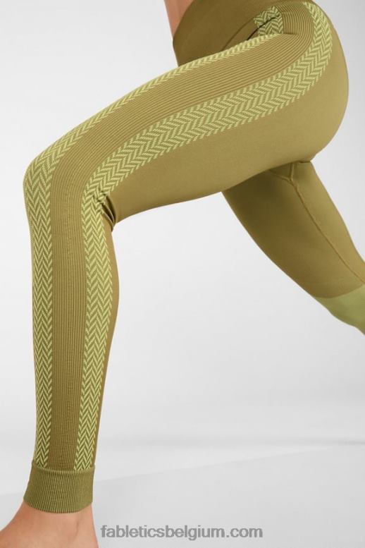tijm/koele munt vrouwen naadloze geruite legging met hoge taille Fabletics LH20J1327