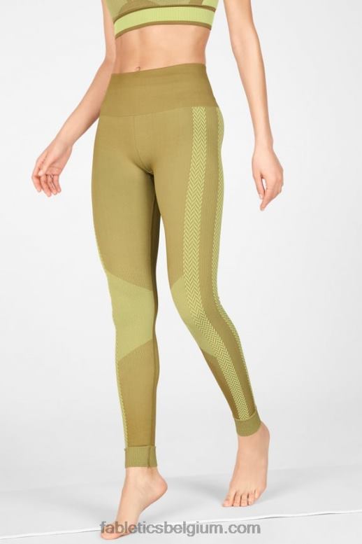 tijm/koele munt vrouwen naadloze geruite legging met hoge taille Fabletics LH20J1327