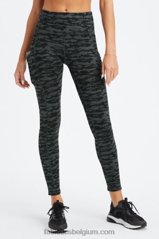 tinnen tijgerin vrouwen therma-flex legging met hoge taille en zakken Fabletics LH20J1037