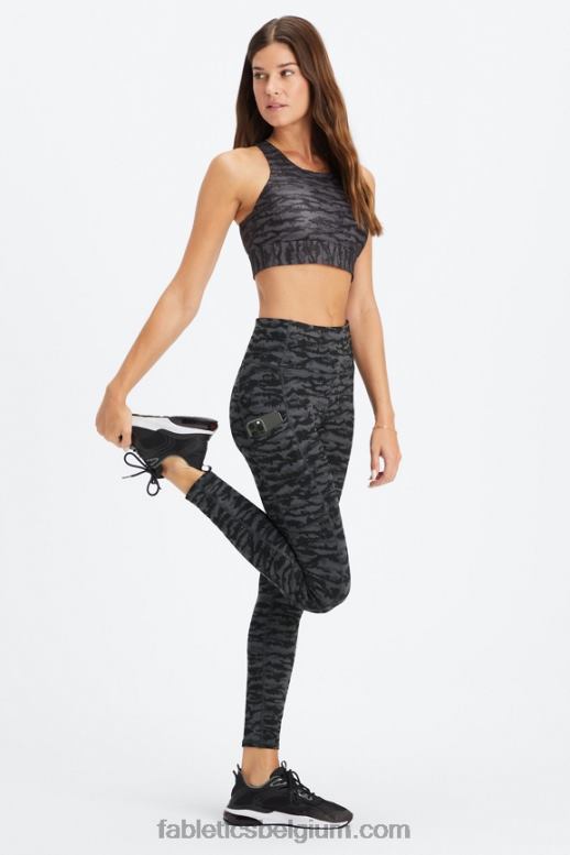tinnen tijgerin vrouwen therma-flex legging met hoge taille en zakken Fabletics LH20J1037