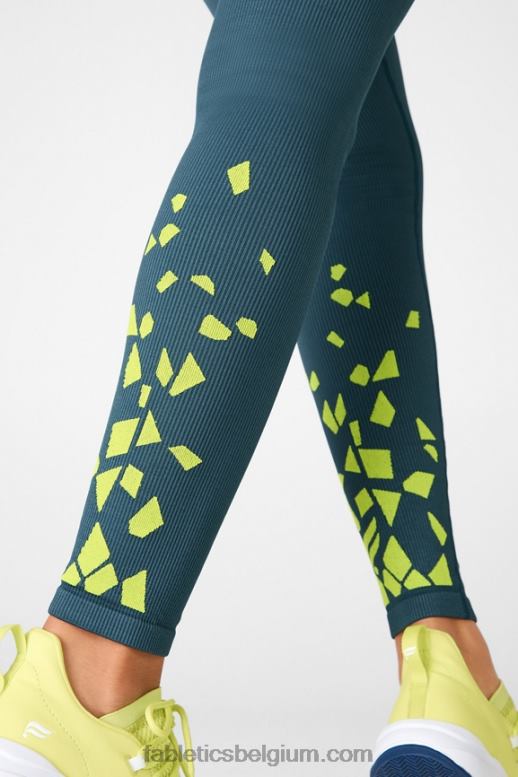 ton-sur-ton hemelsblauw/zure appel vrouwen naadloze riblegging met hoge taille Fabletics LH20J1298