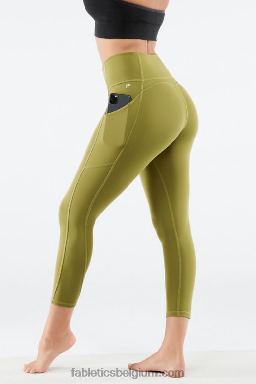 vervaagde olijf vrouwen oasis pureluxe capri met hoge taille Fabletics LH20J964
