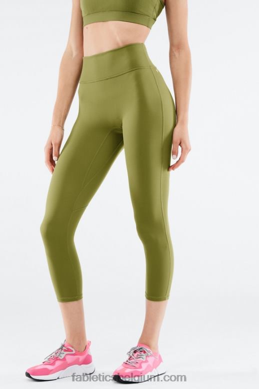 vervaagde olijf vrouwen overal motion365 capri met hoge taille Fabletics LH20J1282