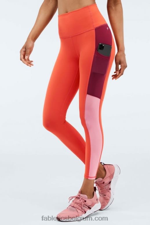 vreugdevuur/zonsondergang/kersenuitbarsting vrouwen powerhold ultra hw 7/8 legging voor onderweg Fabletics LH20J1290