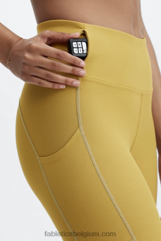 warm olijf/reflecterend zilver vrouwen therma-flex hw reflecterende zaklegging Fabletics LH20J1191
