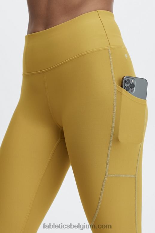 warm olijf/reflecterend zilver vrouwen therma-flex hw reflecterende zaklegging Fabletics LH20J1191